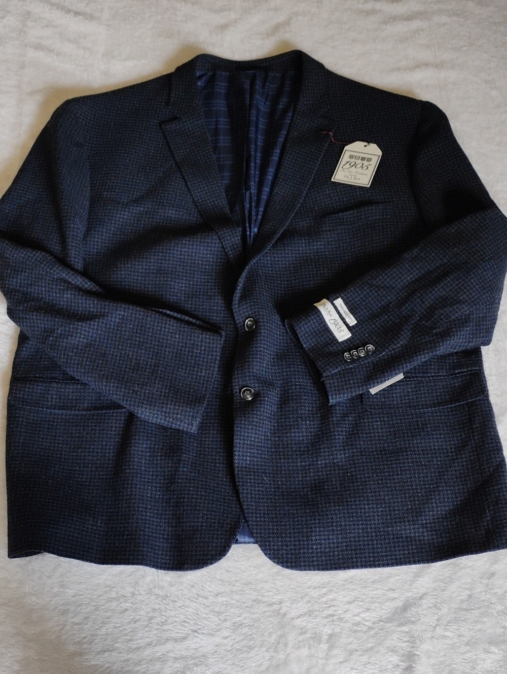 Jos. A. Bank Navy Black Check Wool Two Button Jacket NWT 54R
